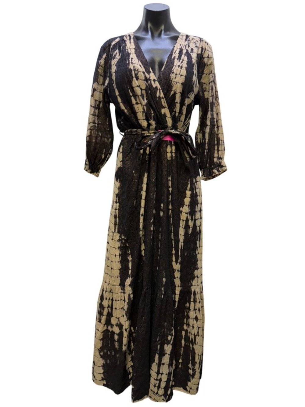 Maison Hotel Black & Cream Belted Maxi Dress S